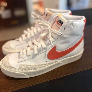 Nike Blazers White and Orange High-Top Sneakers